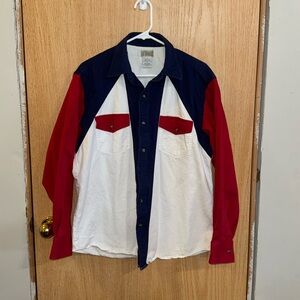 Vintage 90s Express Riders Red, White & Blue Shirt – 100% Cotton